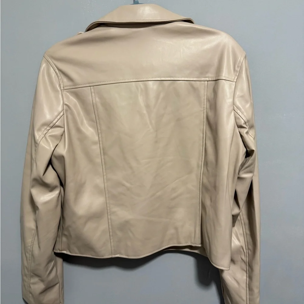 NWT-Sam Edelman Tan Faux Leather Moto Jacket. Size L